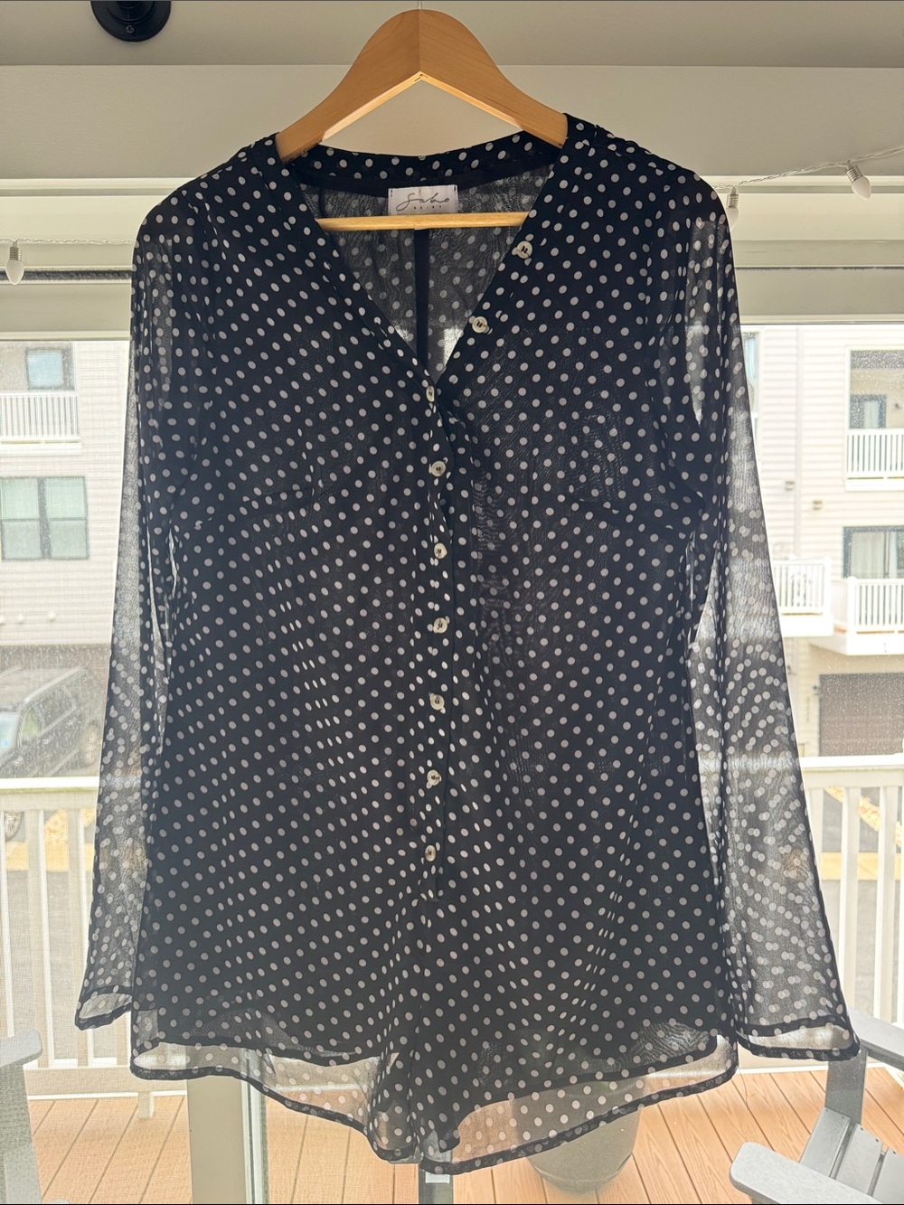 Sabo Skirt Delita Playsuit Black and White Polka Dot Sheer Button-Down Romper
